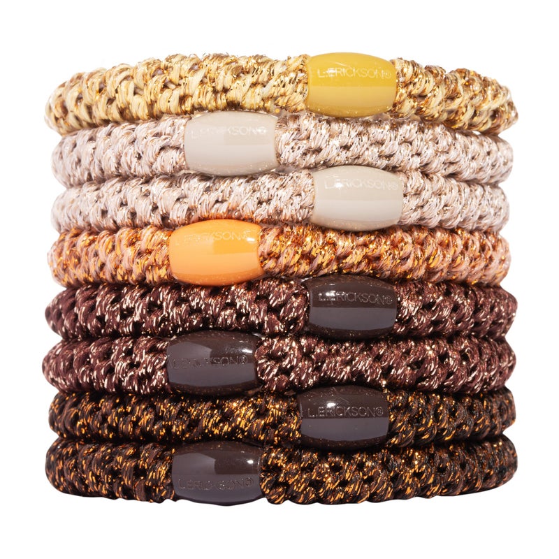 L. Erickson Brown Hair Ties for Thick Hair, Grab & Go Ponytail Holders, 8 Pack, Metallic Bronze, Thick No-Crease Bands with Strong Hold and Damage-Free Design | L. Erickson - Image 1